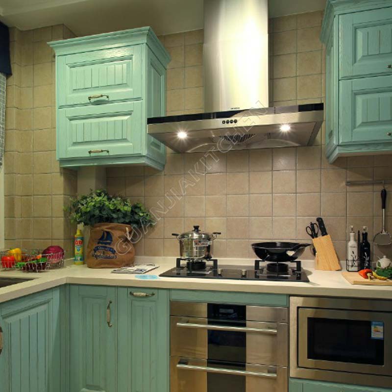 Light Green PVC Kitchen Cabinets